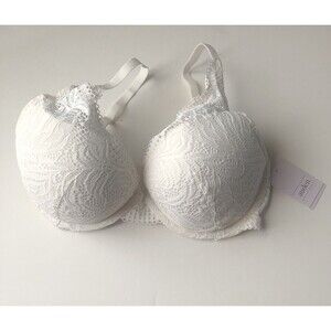 Women  LACE PLUNGE PUSH-UP Bra -Auden White 32DD